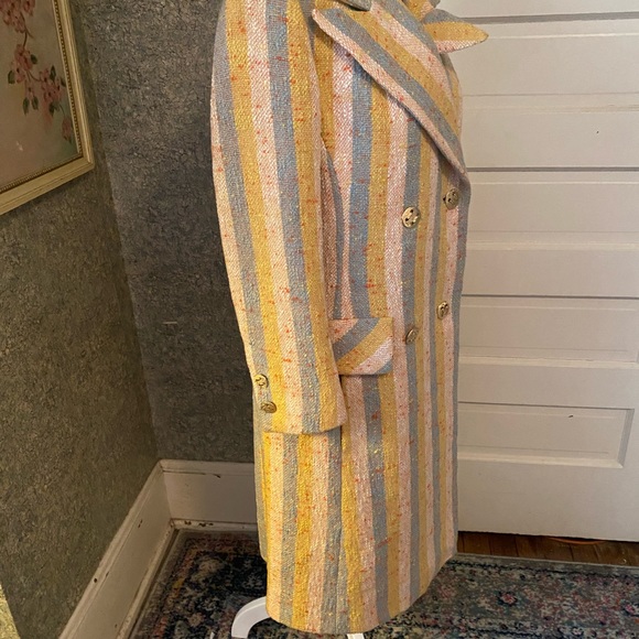 Vintage 60’s Golet striped tweed long coat great condition size small groovy - Picture 3 of 8